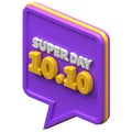 3d rendering super day 10.10 promo discount isolated.