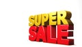 3D render super sale isolated background. 3D illustration