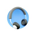 3D render Support operator headphones 3d icon. Professional white device with microphone. Help and discussion of user