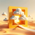 The yellow square portals on sunny day Generative ai for illustrations Royalty Free Stock Photo