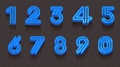 3d render of a symbol, set of blue numbers