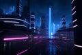 3D render of a tech infused night scene, epitomizing futuristic urbanism