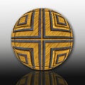 3D render wood ball and metal elements