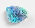 3D Render Thank You Gold lettering typographical