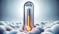 3D render of a thermometer with the mercury level rising and bursting out the top. The words RISING DEMAND are engraved on the