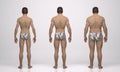 3D Render : three different male body type : underweight, muscular, overweight