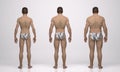 3D Render : three different male body type : underweight, muscular, overweight Royalty Free Stock Photo
