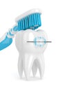 3d render of tooth with braces and toothbrush