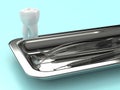 3d render of tooth and dental diagnostic instruments Royalty Free Stock Photo