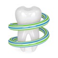 3d render of tooth with toothpaste over white