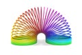 3D render of toy plastic colorful rainbow spiral spring