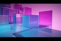 3d render, translucent glass with violet pink blue gradient, simple square shapes Generative AI.