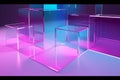 3d render, translucent glass with violet pink blue gradient, simple square shapes Generative AI.