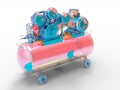 3D render - transparent air compressor tank