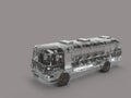 3d render of a transparent bus model with black seat and tyres in grey background Royalty Free Stock Photo