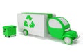 3D Render Turck and Recycling  Bin Royalty Free Stock Photo