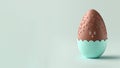 3D Render of Turquoise And Brown Mascot Chocolate Egg And Copy Space. Easter