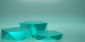 3D render Turquoise green geometric podium. Hexagon cube, Turquoise blue square podium. Concept scene stage showcase, product,