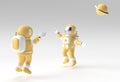 3d Render Two Happy Astronaut Jumping 3d illustration Design