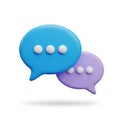 Two 3D Speech Bubbles with Dots on a White Background chat communication Royalty Free Stock Photo