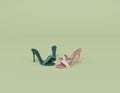 3d render of two pair Female High Heel Sandals 3d illustration isolated on pastel colors, minimal scene