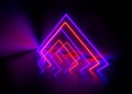 3d render, ultraviolet neon triangular portal, glowing lines, tunnel, corridor, virtual reality, abstract fashion