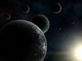 Unreal Trappist-1 exoplanets system Royalty Free Stock Photo