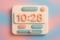 3D Render of a User Interface Dashboard Widget with Clock and Date Claymorphism Style Royalty Free Stock Photo