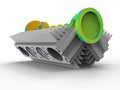 3D render - V8 engine crank shaft structure