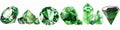3D render of various green gemstones isolated on a white background Royalty Free Stock Photo
