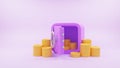 3d render of Vault or Safe box with coin stacks, bunch of money, money-saving, and stored money concept