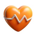 3d render vibrant orange heart shape with white electrocardiogram line image Royalty Free Stock Photo