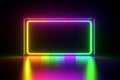3d render, vibrant rainbow colors, laser show, glowing spectrum rectangle, blank frame, neon lights, abstract psychedelic