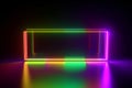 3d render, vibrant rainbow colors, laser show, glowing spectrum rectangle, blank frame, neon lights, abstract psychedelic