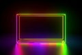 3d render, vibrant rainbow colors, laser show, glowing spectrum rectangle, blank frame, neon lights, abstract psychedelic