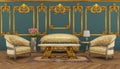 3d render of a victorian living room - classic style