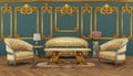 3d render of a victorian living room - classic style