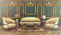 3d render of a victorian living room - classic style - retro look