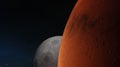 3d render view of the moon and mars planet