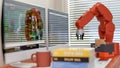 3D render: COBOT and model of AGV in LAB