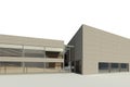BIM 3D render - view to the modern building Royalty Free Stock Photo