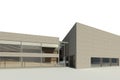 BIM 3D render - view to the modern building