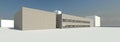 3D render - view to the modern building Royalty Free Stock Photo