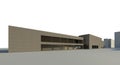 BIM 3D render - view to the modern building