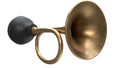 3D render of Vintage Brass Vehicle Horn with Black Handle isolated on white