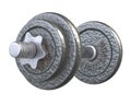 3D render of vintage dumbbell isolated on white