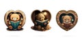 3D Render, Vintage Style Cute Teddy Bear Reading Book Icon Royalty Free Stock Photo