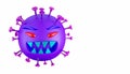 3D render violet corona virus with blue teeth