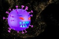 3D render violet corona virus on outer space background