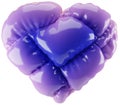 3D Render Violet Heart Illustration, inflated abstract heart balloon clipart